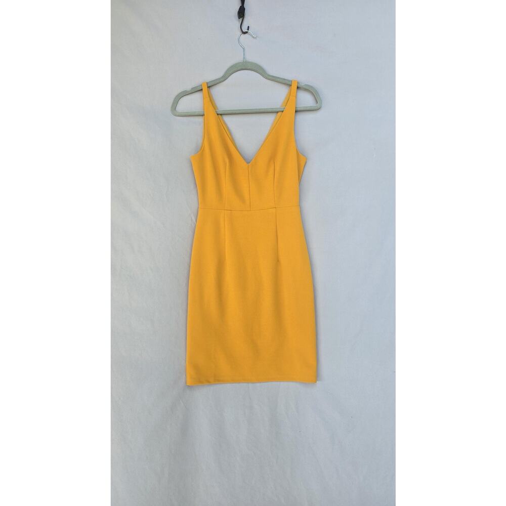Lulus Dress Womens Small Mustard Yellow V Neck Bodycon Mini Lined Tank Strap